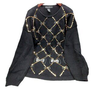 Work In Progress Women’s Black Sweater Size XL 18 / 20 Sequins Bow